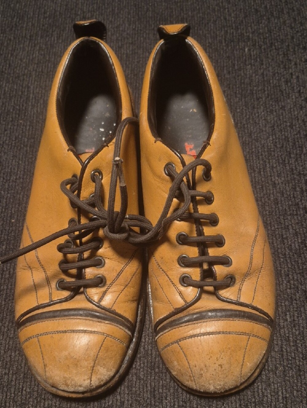 Prada Tan Leather Derby Shoes with Dark Brown Accents - Picture 10 of 12